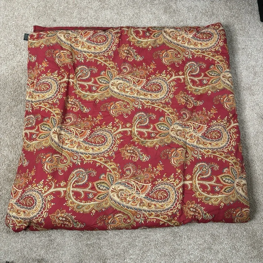 Vtg Lauren Ralph Lauren Comforter Full Queen Red Paisley Reverse Stripe